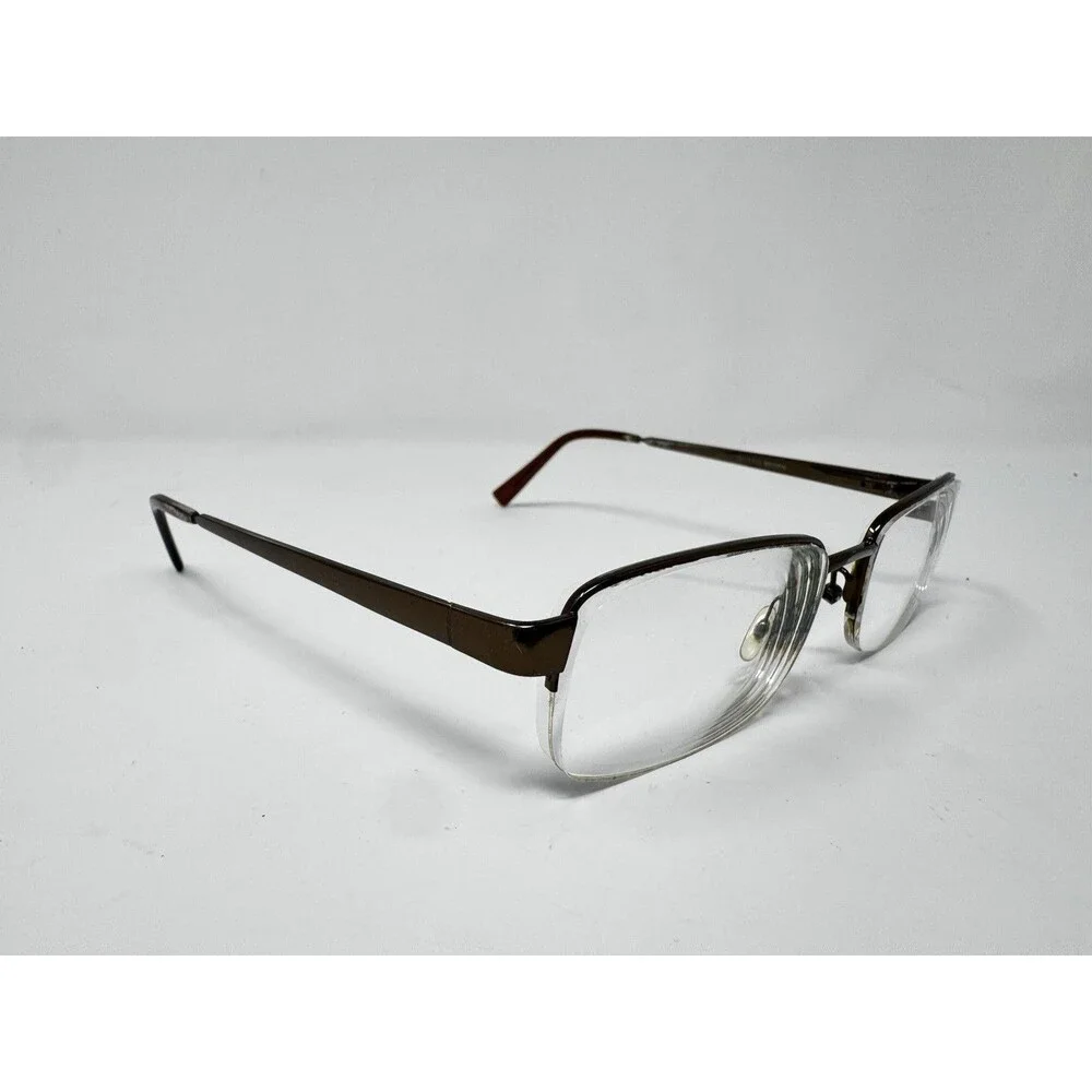 Enhance 3777 Brown Metal Semi Rimless Eyeglass Frames 55-17-145